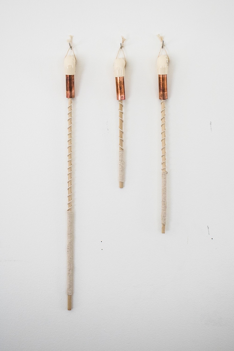 Thrice I Dreamt of Foucault. Twine, Spruce, Copper, Plastic.
