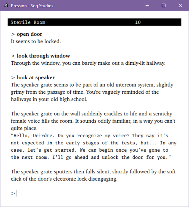 Interactive fiction prototype