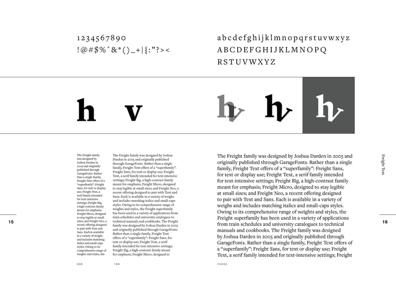 A sample type specimen for Freight Text